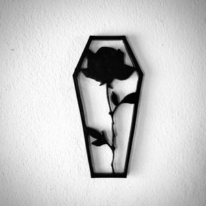 Rose Coffin Silhouette Ornament, Silhouette Art, Window Decal, 3D Printed, Goth Decor, 3D Printed Art, Wall Art, Wall Decor, Silhouette Art