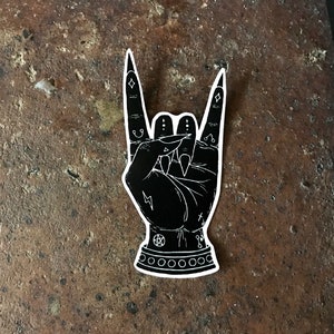 Vinyl Sticker, Rock & Roll Hand, Rock Sticker, Tattooed Hand Sticker, Laptop Stickers, Rockabilly, Vinyl Decal,Die Cut Sticker,Alchemy,Black
