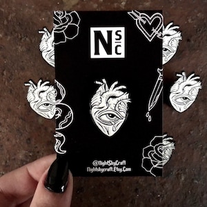 Glow in the Dark Pin, Anatomical Heart Pin, Soft Enamel Pin, Heart Pin, Glow Pin, Enamel Pin, Goth Pin, Glow in the Dark, Pin Badge, Vday