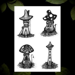 Arkusz naklejek Fantasy Homes 101-104, Arkusz naklejek winylowych, Naklejki do dziennika, Naklejki do planera, Scrapbooking, Cottagecore, Fantasy Art