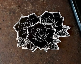 Vinyl Sticker, Rose Sticker, Laptop Sticker, Rockabilly Rose, Waterproof Sticker, Vinyl Decal, Pinup Rose Sticker, Scrapbooking, Black Rose