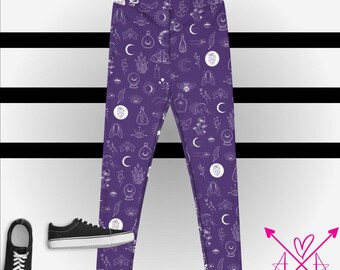 Purple witchy leggings