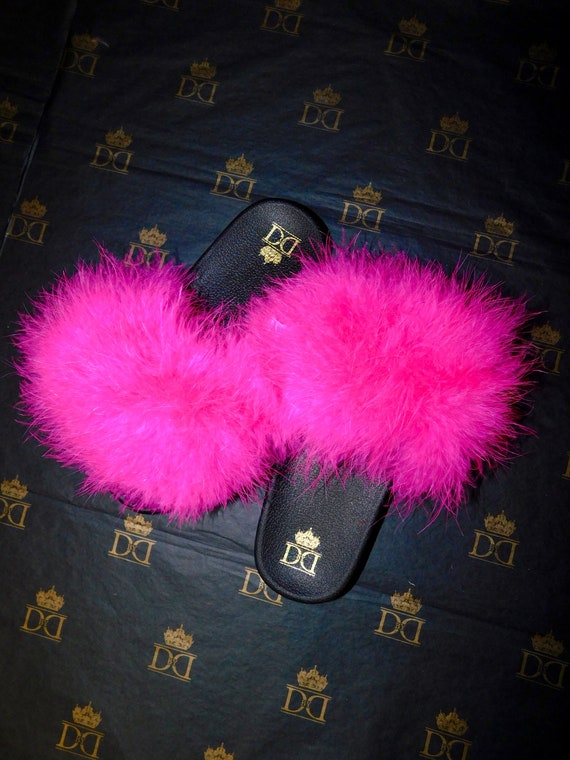 hot pink fuzzy slippers