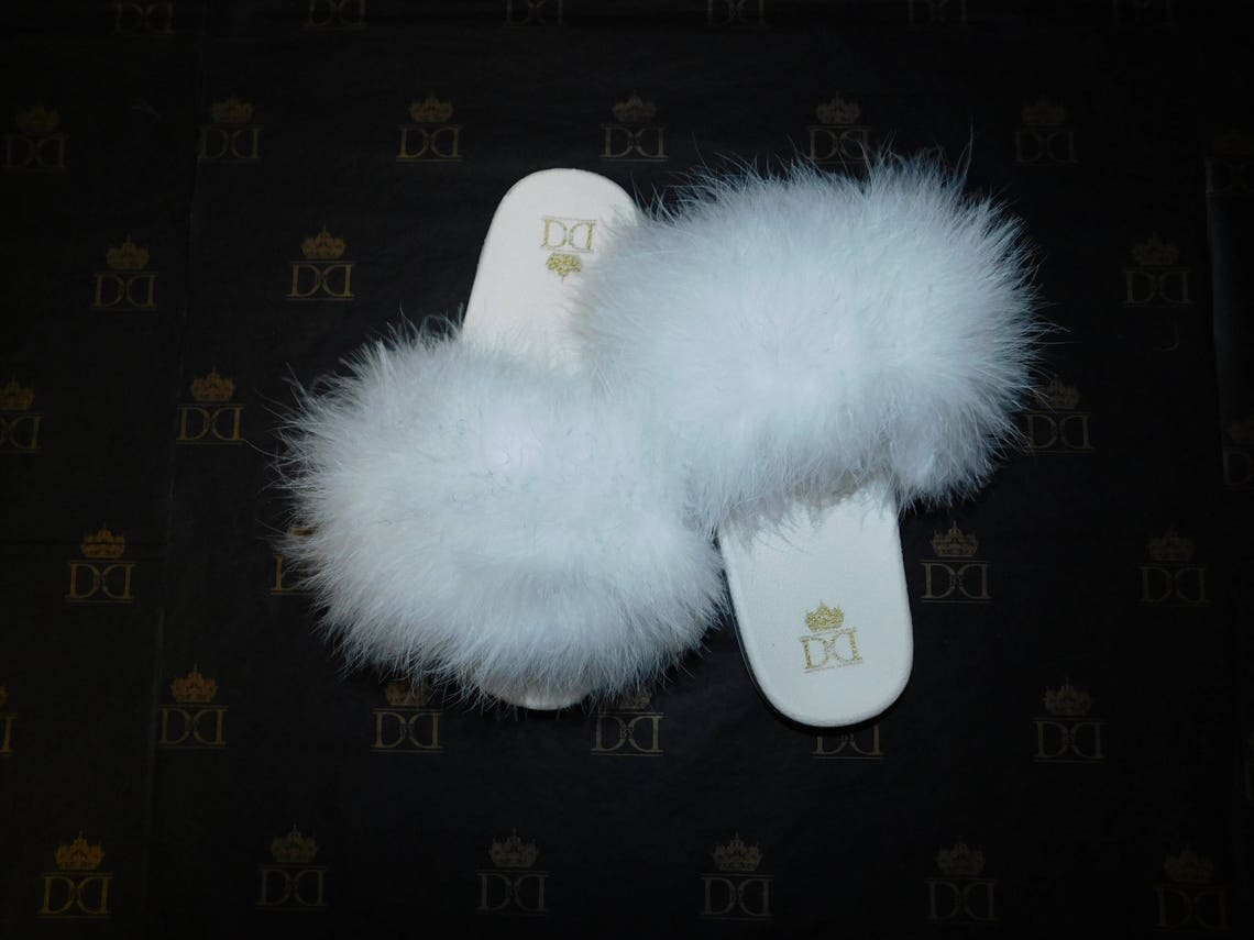 fuzzy slides white