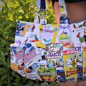 Vintage disney inspired hobo handbag with wide side pockets / perfect gift for the disney-at-heart / hangbag / totebag / slouchy hobo bag