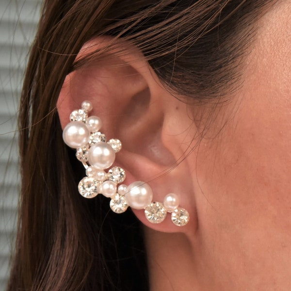 Statement cuff earring | statement earring | ear cuff | Bridal ear cuff | pearl cuff earring | big ear cuff | Pearl cluster earring | cuffs