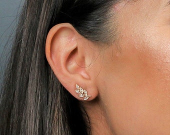 Small Earrings Hand Stamped Earrings leaf Earrings Silver Stud Earrings Dainty Earrings Small Silver Earrings leaf Jewelry