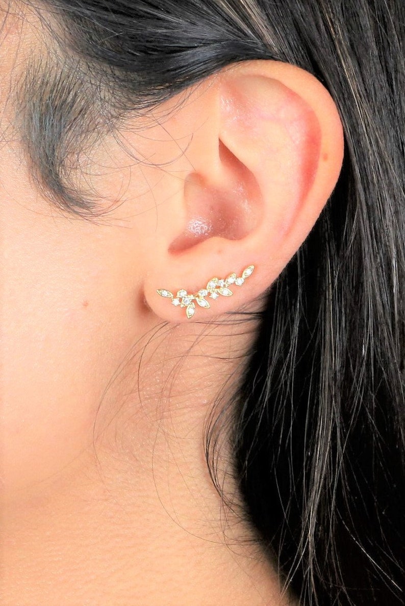 Dainty vine ear climbers ear crawlers earrings ear climber earrings ear crawlers ear pins ear sweeps image 1