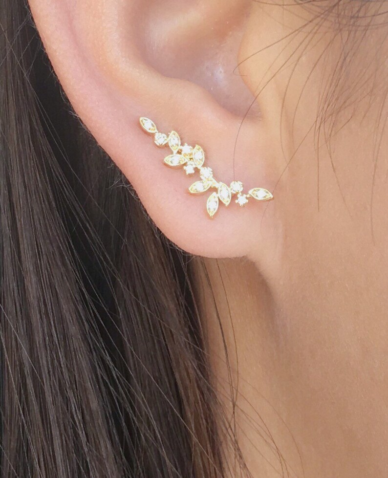 Dainty vine ear climbers ear crawlers earrings ear climber earrings ear crawlers ear pins ear sweeps image 2