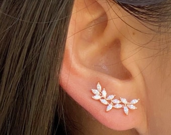 Lily ear crawlers | ear climbers | ear crawler earring | ear climber earring | Bridal earrings | Bridesmaid ear crawler | minimalist earring