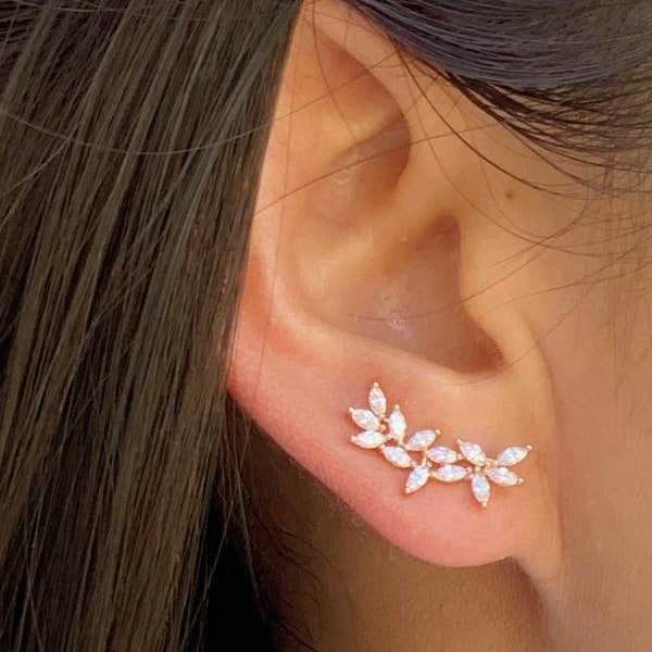 Lily ear crawlers | ear climbers | ear crawler earring | ear climber earring | Bridal earrings | Bridesmaid ear crawler | minimalist earring