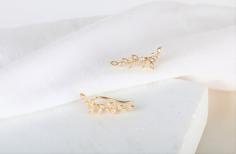 Dainty vine ear climbers ear crawlers earrings ear climber earrings ear crawlers ear pins ear sweeps image 4