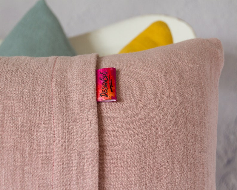 Dusky Pink Linen Pillow Cover Solid Colour Throw Pillow Etsy
