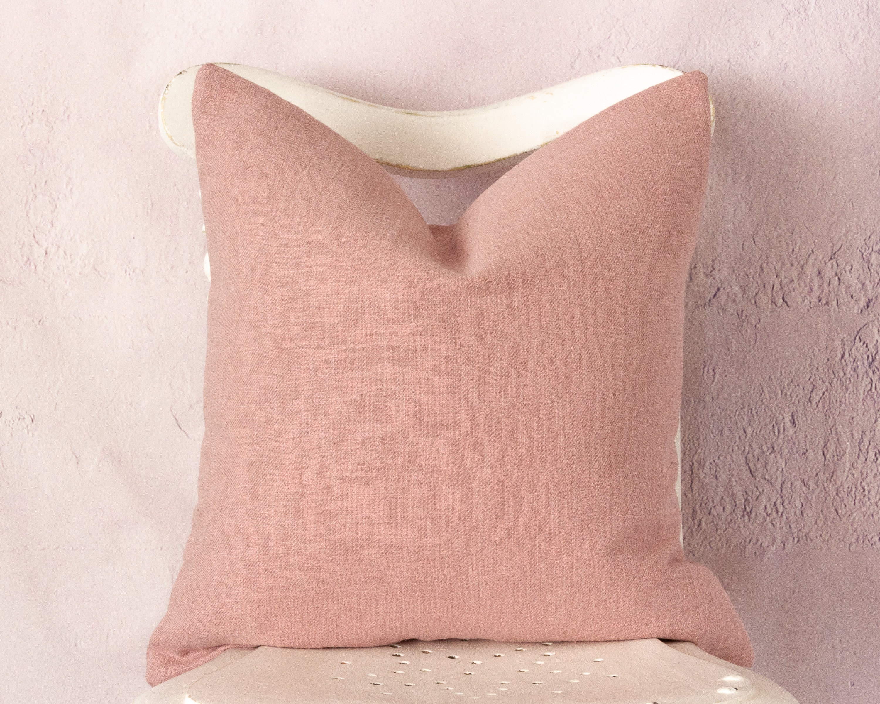 Dusky Pink Linen Pillow Cover Solid Colour Throw Pillow Etsy UK