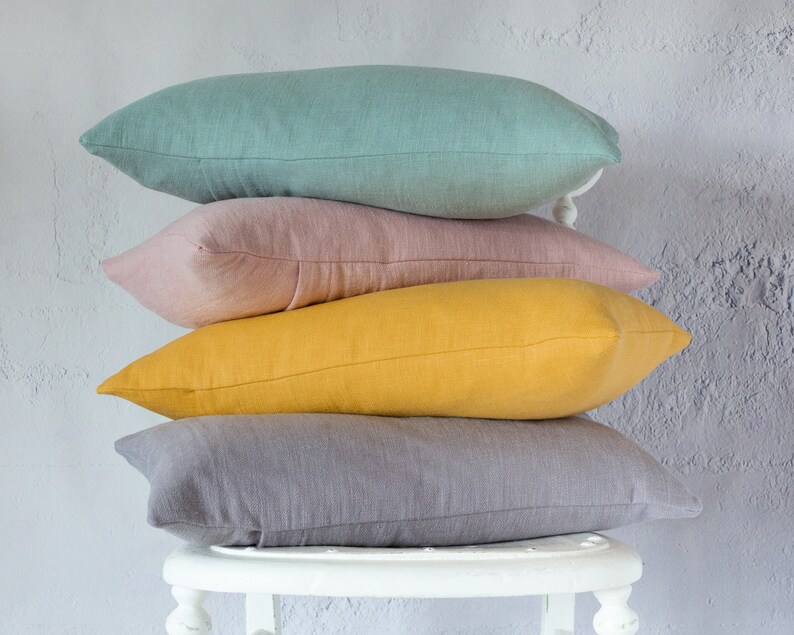 Dusky Pink Linen Pillow Cover Solid Colour Throw Pillow Etsy