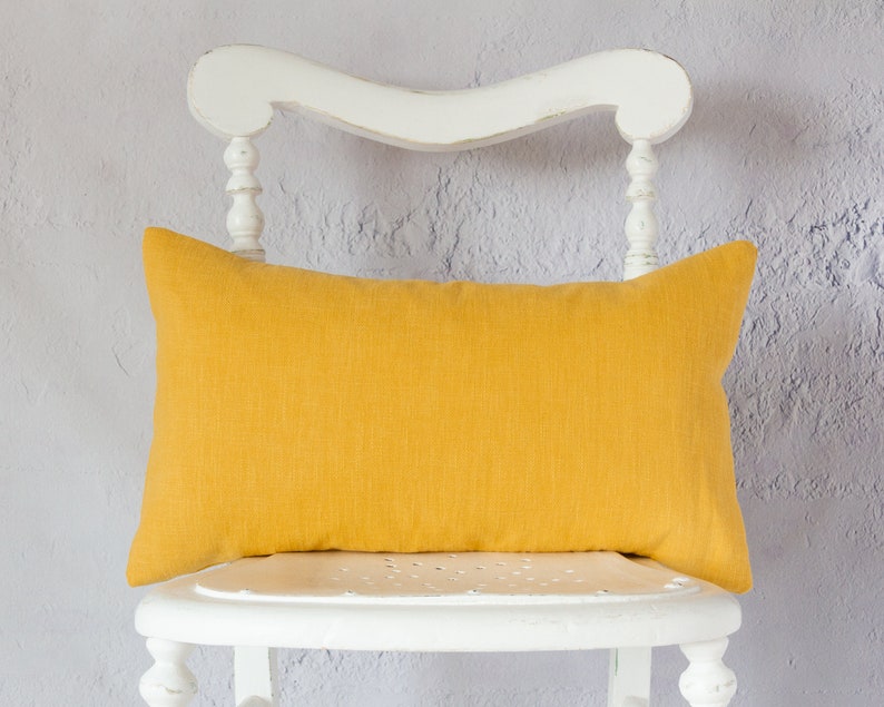 Mustard Linen Pillow Cover Solid Colour Throw Pillow Cover Etsy