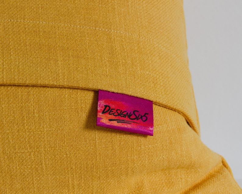 Mustard Linen Cushion Cover With Pom Poms Mustard Linen Throw Etsy UK