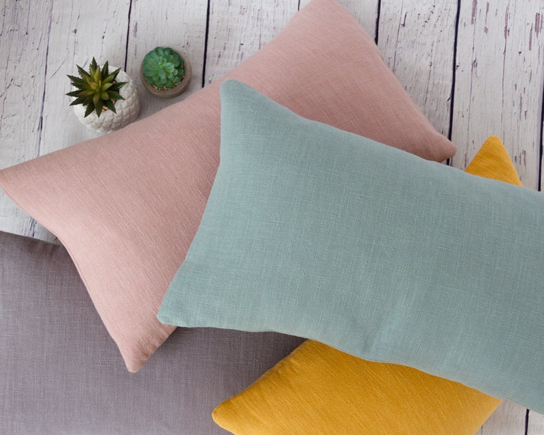 Mustard Linen Pillow Cover Solid Colour Throw Pillow Cover Etsy