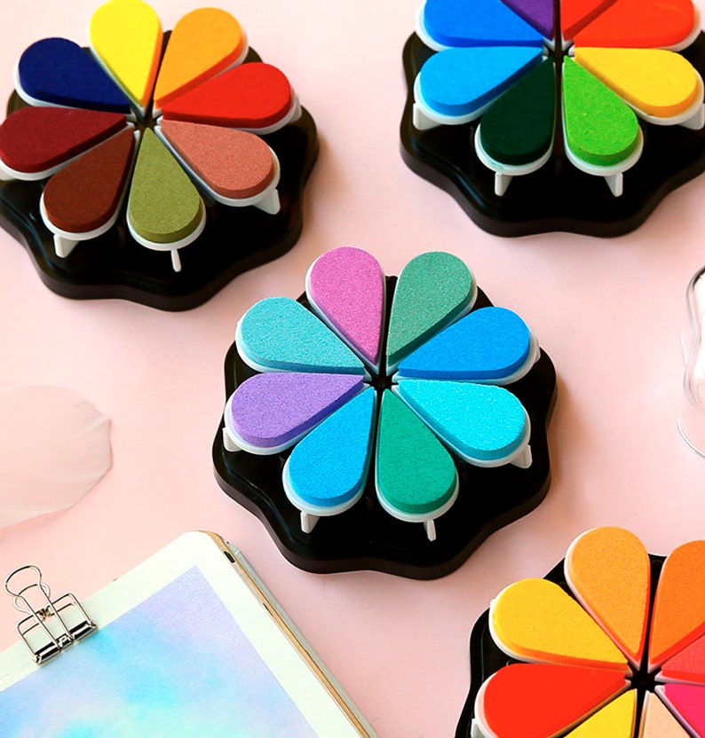 Rainbow ink pad for stamps Stamping multicolor pads Stamp Etsy