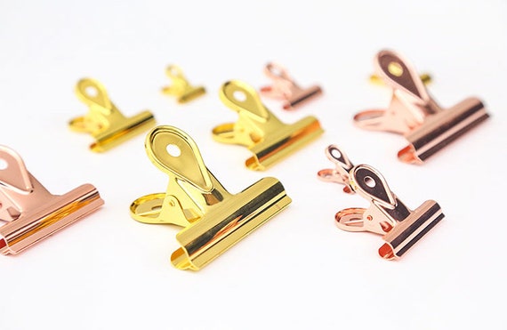 Herz Metall Büroklammern 12 Stück Binder Clips Gold // Rose Gold Farben