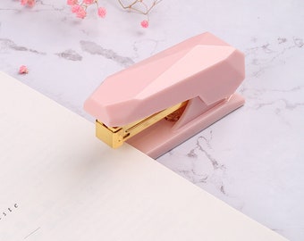 Pink and Gold Gem Shaped Stapler, Pink Desk Accessories, Cute Office Supplies, Home Office Supplies, Cute School Supplies, Staplers