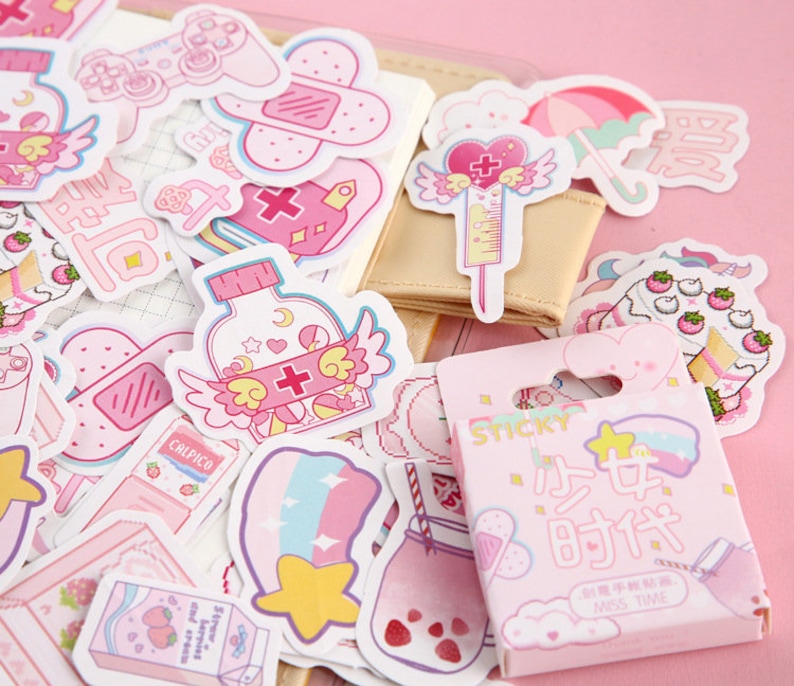 yami kawaii stickers set pastel goth aesthetic sticker pack etsy