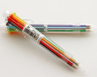 Multiple Color Ballpoint Pen, Multi color Pen, Retractable Pen Multi inks, 6 color pen