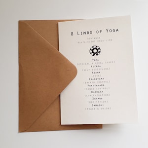 A6 8 Limbs of Yoga Greeting, Birthday or Special Occasion Card for Yoga Lovers (Blank inside)
