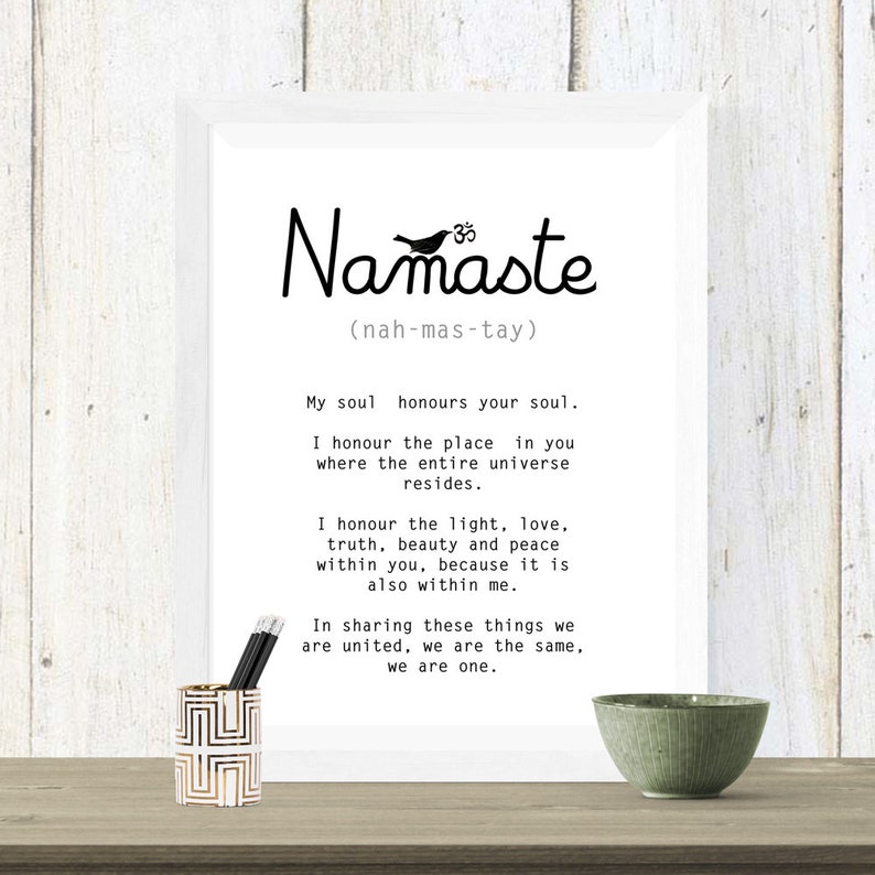 Yoga Namaste Printable Instant Download With Bird And Om Illustration