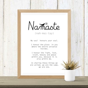 Yoga Namaste Print in 2 Designs - With Bird and Aum Illustration or Without