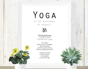 Yoga Pratyahara Mindfulness Print | Yoga Zitate und Weisheit