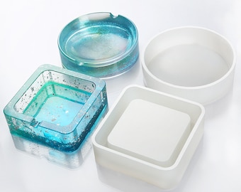 Round and Square Ashtray Silicone Mold  - Epoxy Resin DIY Making Mould Handmade Craft