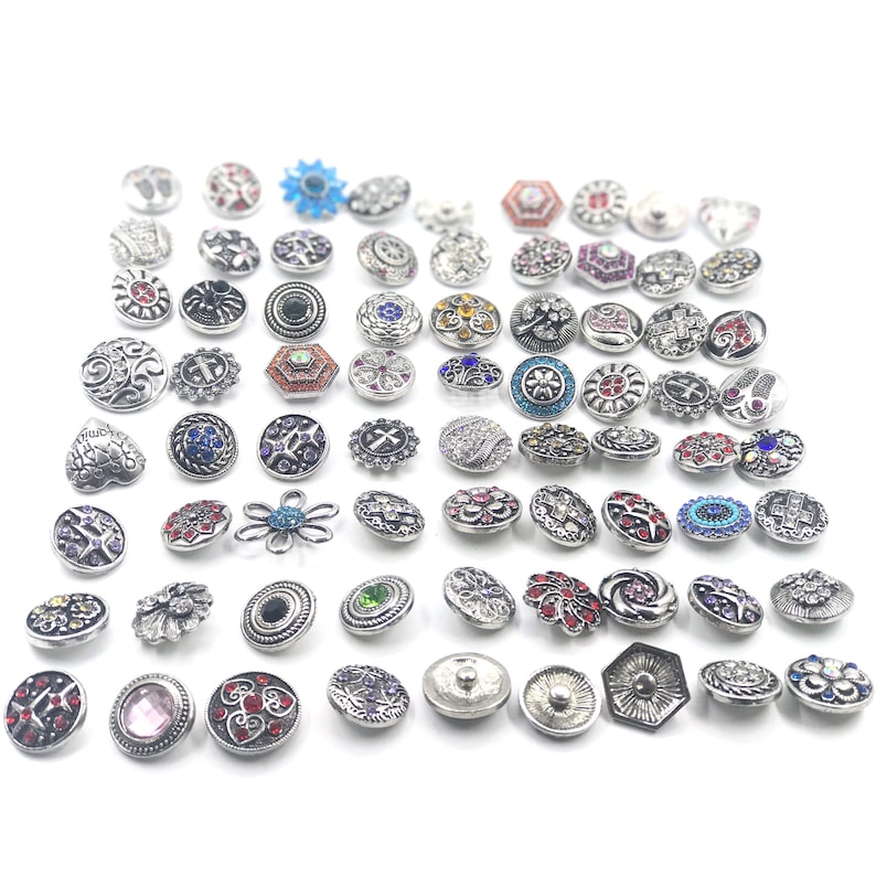 1820mm Rhinestones Antique silver Color Snaps Etsy