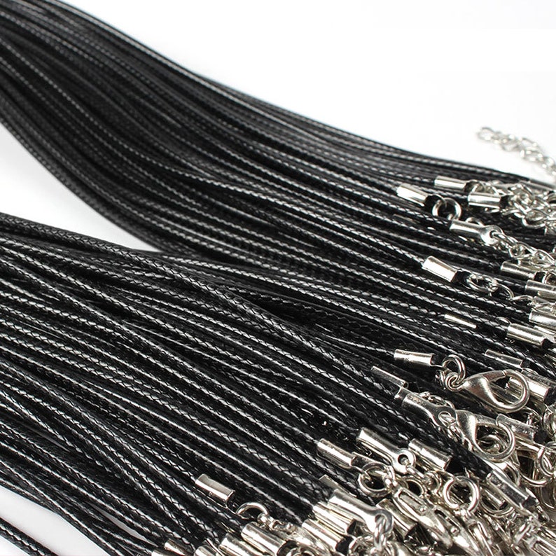1.5mm 20inch Black Waxed Necklace Cord With Lobster Clasp for Etsy
