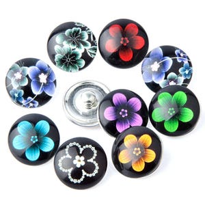 Pack of 10 18-20mm Flower Snap Button Charms for Snap Jewelry Bracelet