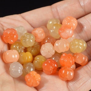 20st Jade Steen Pompoen Ontwerp Losse Kralen - 0,3 inch * 0,5 inch / 8 * 12 mm - Middengeboord