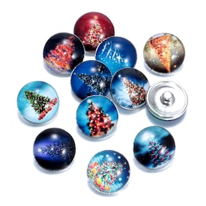 12pcs 18/20mm Christmas Tree Snap Button Charms for Ginger Snap Clasp Bracelet Jewelry