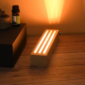 Base in legno a LED: base per luce notturna, esposizione artistica in resina, esposizione di gioielli in cristallo, regali per feste per bambini, cavo di ricarica USB