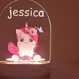 Customize yours- Cute Animal Design Wood Base Acrylic LED Night Light Baby Children Kids Gifting with USB Cable Charge-Warm White Light