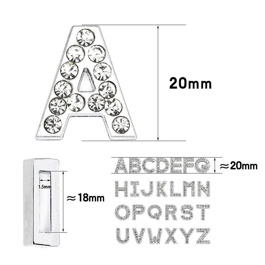 20mm / 0.78inch A-Z Full Rhinestones Design 18mm Slide Alphabet Letters ...