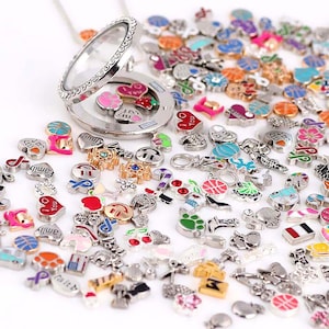 50 pcs Mixed style Floating Charms  for Floating/Memory Lockets-Christmas, Family, Initials...