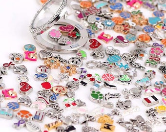 50 Stück Mixed-Stil Floating Charms für Floating / Memory Lockets-Weihnachten, Familie, Initialen ...