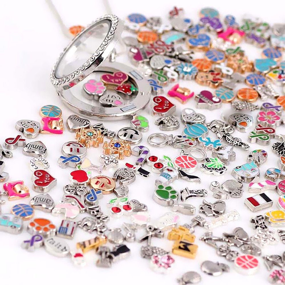  RUBYCA 50pcs Metal Floating Charms Lot for DIY Glass