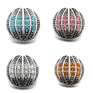 Pack of 4 Colorful  Full Rhinestones Snaps Charms for Snap Jewelry Making