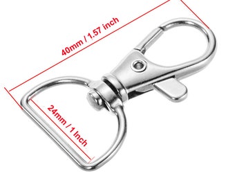 Pack of 50 Pcs 1.57" Length Alloy Swivel Lanyard Lobster Claw Clasp Hook with 1" D ring