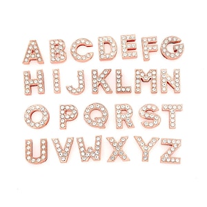 Letras del alfabeto deslizantes de Color dorado rosa de 10mm para joyería de pulsera deslizante de 10mm