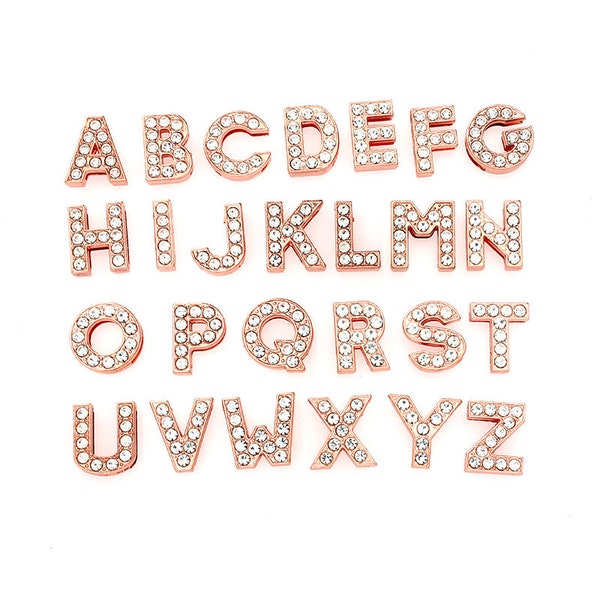 10mm Rose Golden Color slide alphabet letters for 10mm slide bracelet Jewelry