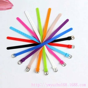 20pcs 210mmx8mm Multicolors Silicone Bracelet Fit 8mm slide charms 21cm