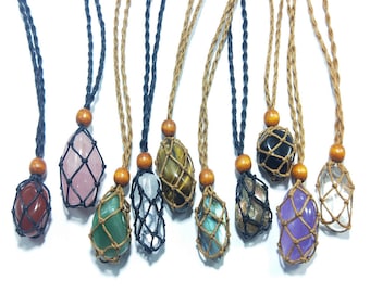 Pack of 10 Adjustable Necklace Cord Empty Stone Holder, Necklace for crystal , Quartz Raw Stone Necklace Cord, adjustable cage cord