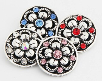 Free Shipping 4pcs 18mm Rhinestones Snaps interchangeable snaps for Noosa Chunk necklaces, rings,Jewerly & bracelet
